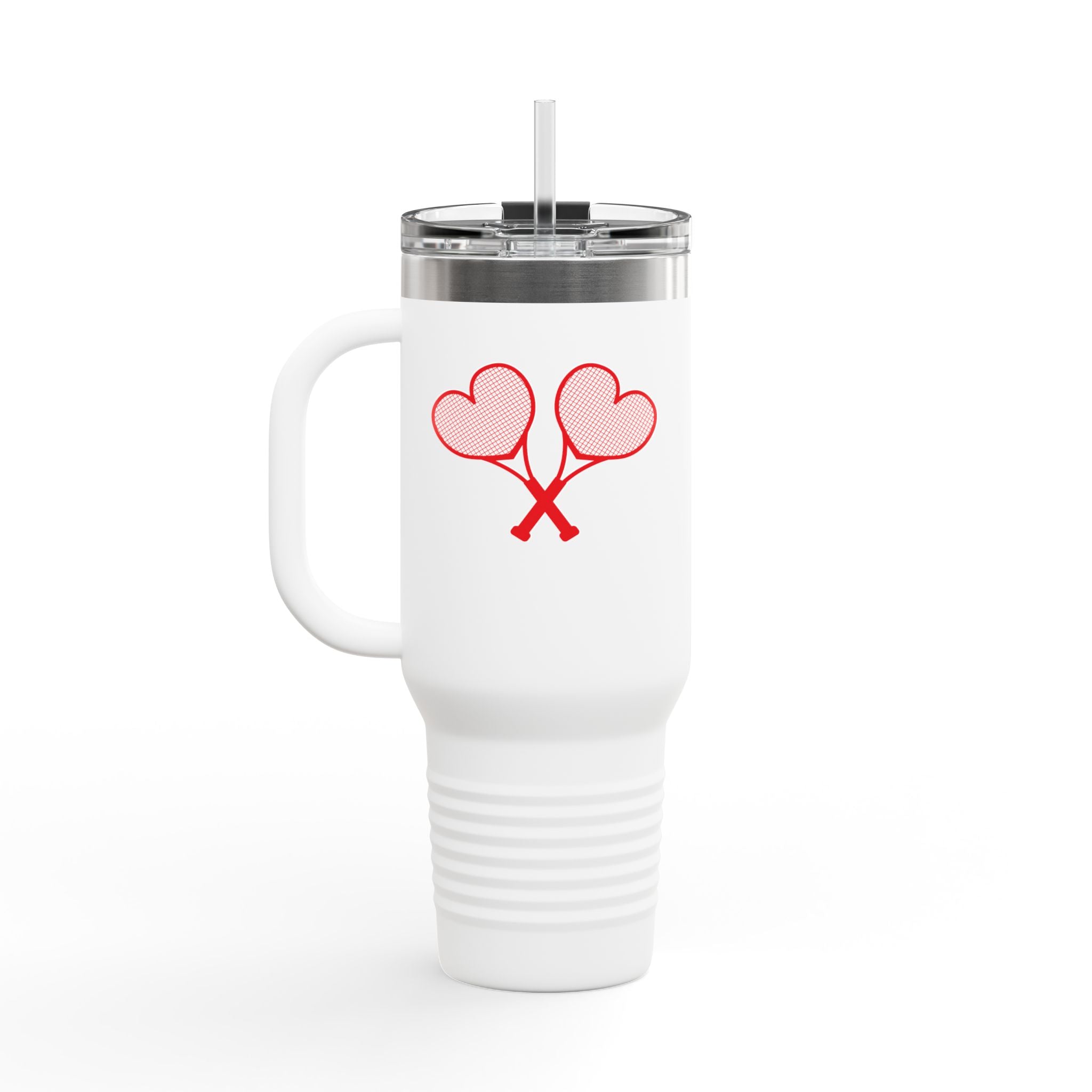 Love All Tennis Hearts Insulated Travel Mug, 40oz