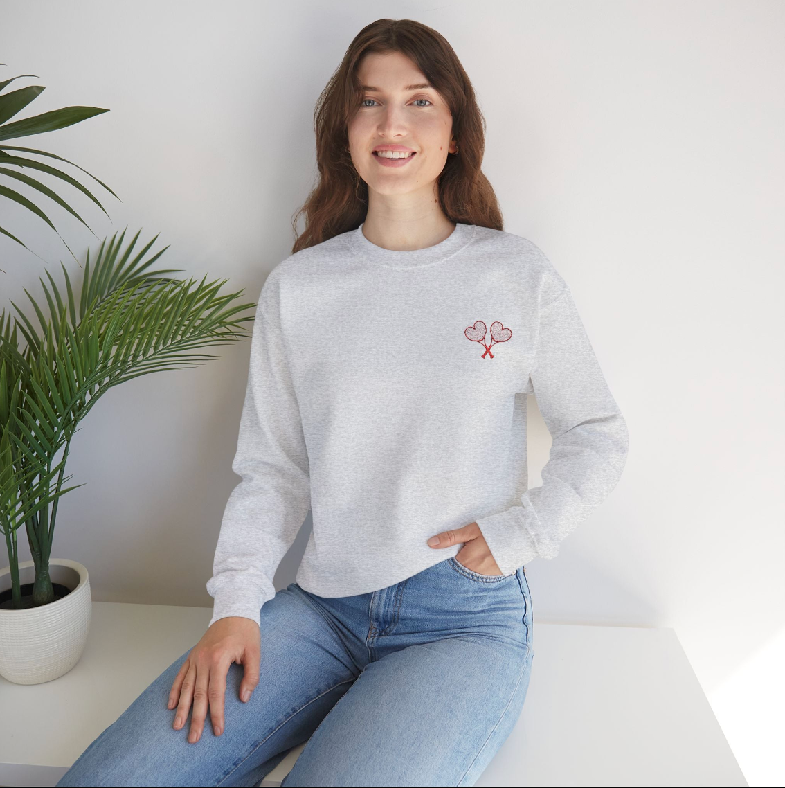 Love All Tennis Adult Embroidered Crewneck Sweatshirt